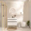 Meuble-lavabo flottant mural blanc moderne de 36 pouces avec lavabo en acrylique intégré, pré-assemblé, 2 tiroirs à fermeture en douceur, poignées en bois bicolore, glissières de tiroir silencieuses, rangement bien rangé-220852257