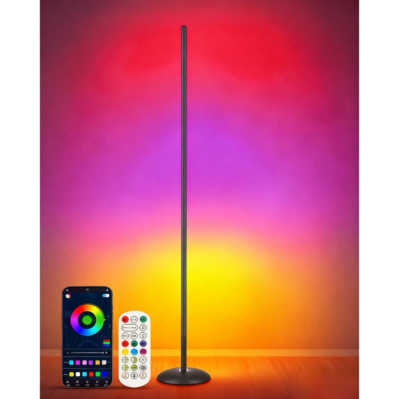 Corner Floor Lamp, Smart RGB LED Corner Lamp With App & Remote, Modern Floor Lamp With 16 Million Colors, Music Sync, Scene Modes, Color Changing Standing Lamps For Living Room, Bedroom