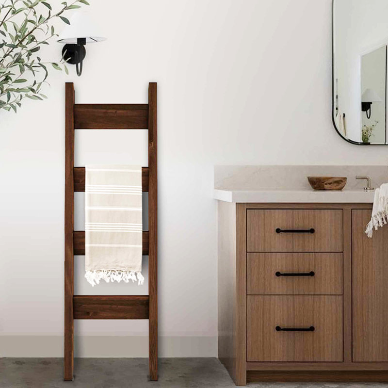 Odelle Wood 4 Towel Stand, Walnut