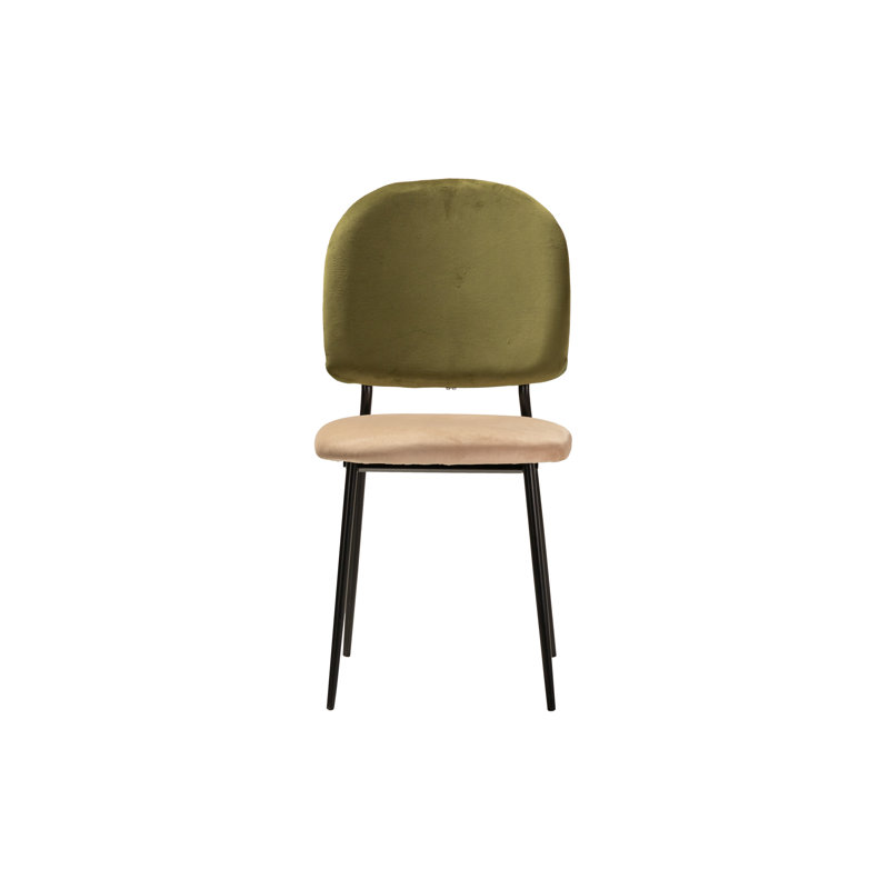 Polyester Blend Upholstered Upholstered Back Side Chair, Brown/Green
