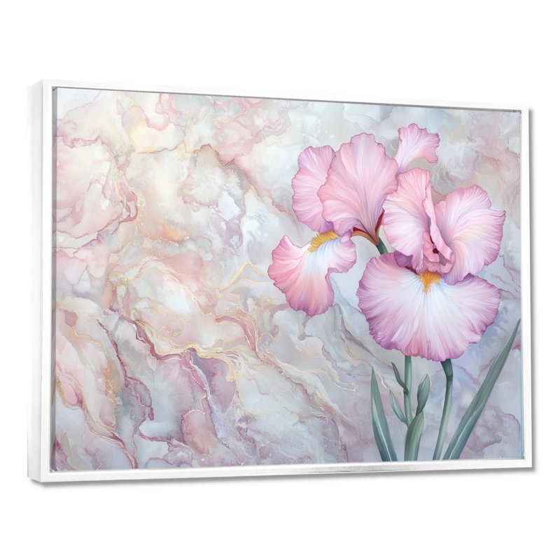 «Pink Glowing Symphony Of Iris I», reproduction d'art iris, H 12 po x l 20 po, Blanc