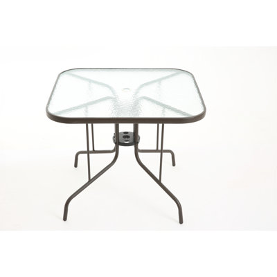 Patio Dining Table with Tempered Glass Top