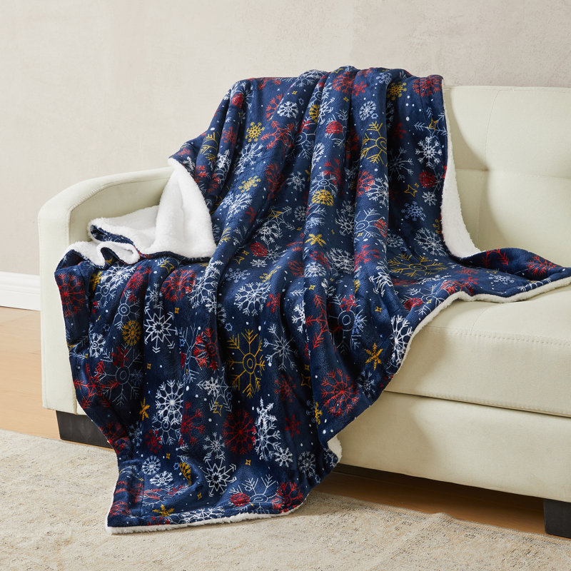 Jeté réversible ultra doux en peluche, Cerfs, arbres et neige