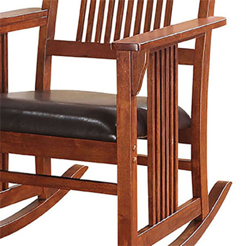Chaise berçante tabac avec dossier à lattes