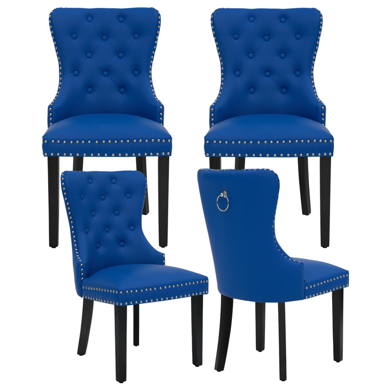 Chaises de salle à manger en polyuréthane avec anneau de traction, Bleu