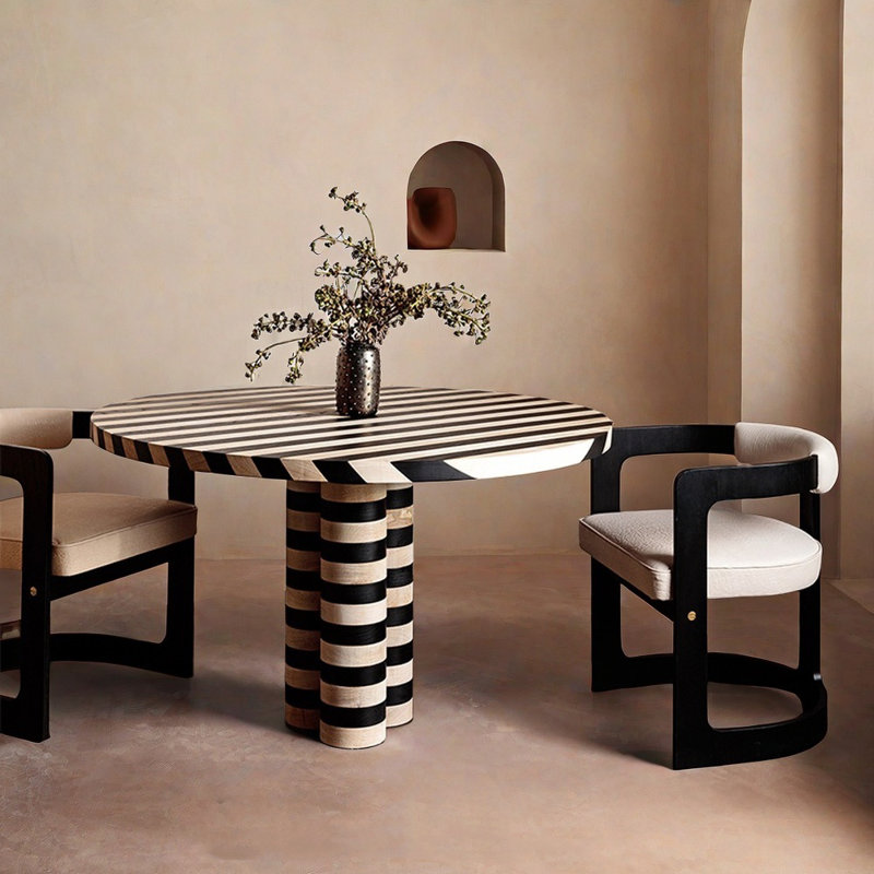 Retro Simple Round Solid Wood Dining Tables, 29.52"H x 47.24"L x 47.24"W