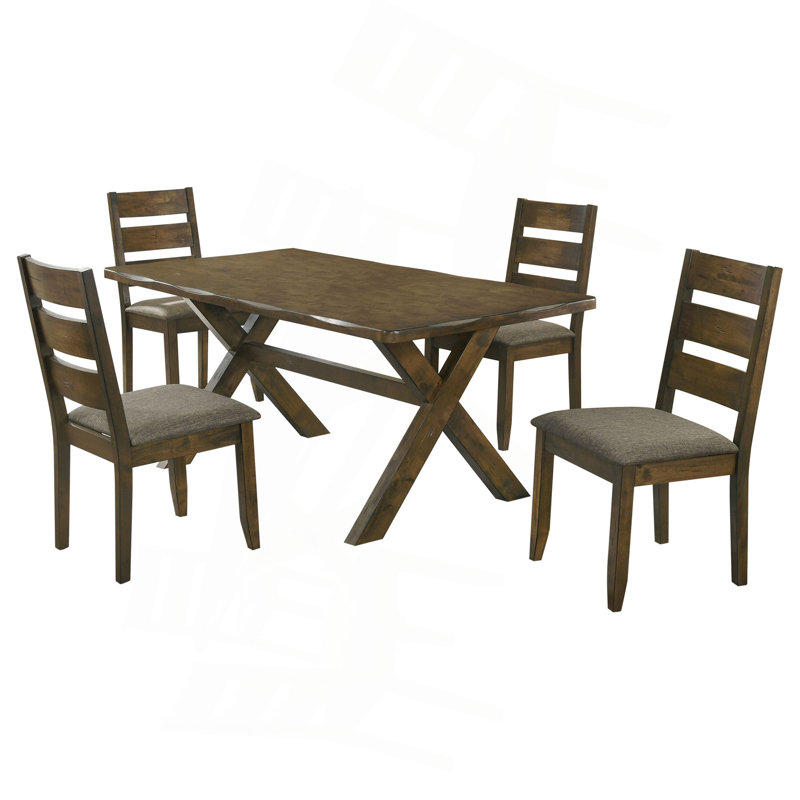 Knotty Nutmeg Dining Set, 5 Pieces: Table, 4 Chairs