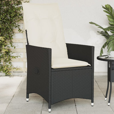  Chaise de jardin inclinable PE standard en rotin noir