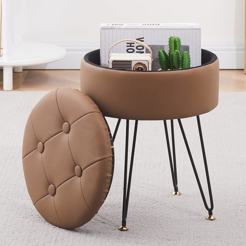 Tabouret de coiffeuse avec rangement, Brun
