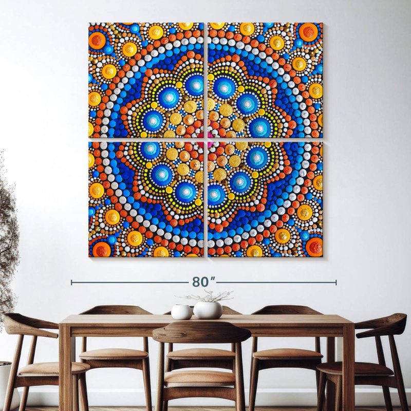 Mandala décoratif à pois Kerner, H 74 po x l 74 po