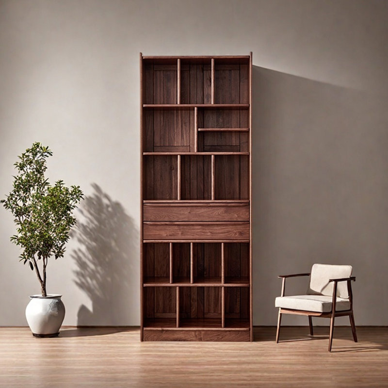 Pure solid wood black walnut bookcase
