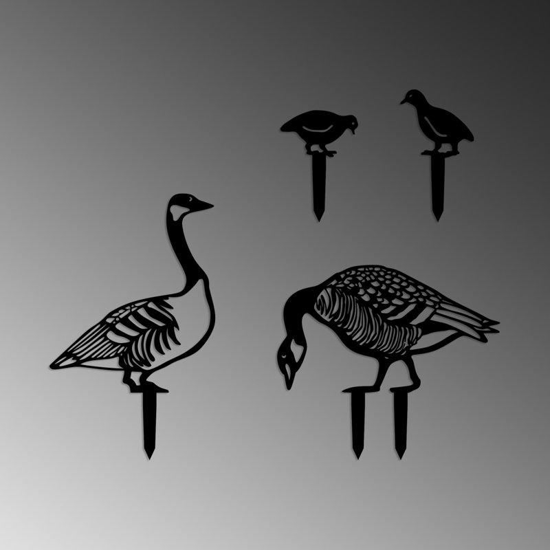 Elegant Decorative Garden Object Set (4 Pieces), Black Metal, 17.7 x 14.6 x 3.9 inches | 100% Metal Construction, Thickness: 0.06 inches | No Assembly Required, Perfect for Outdoor Decor & Landscaping