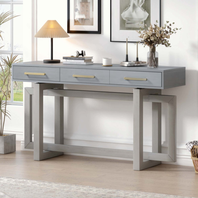 Console élégante avec trois tiroirs, Duplicata gris