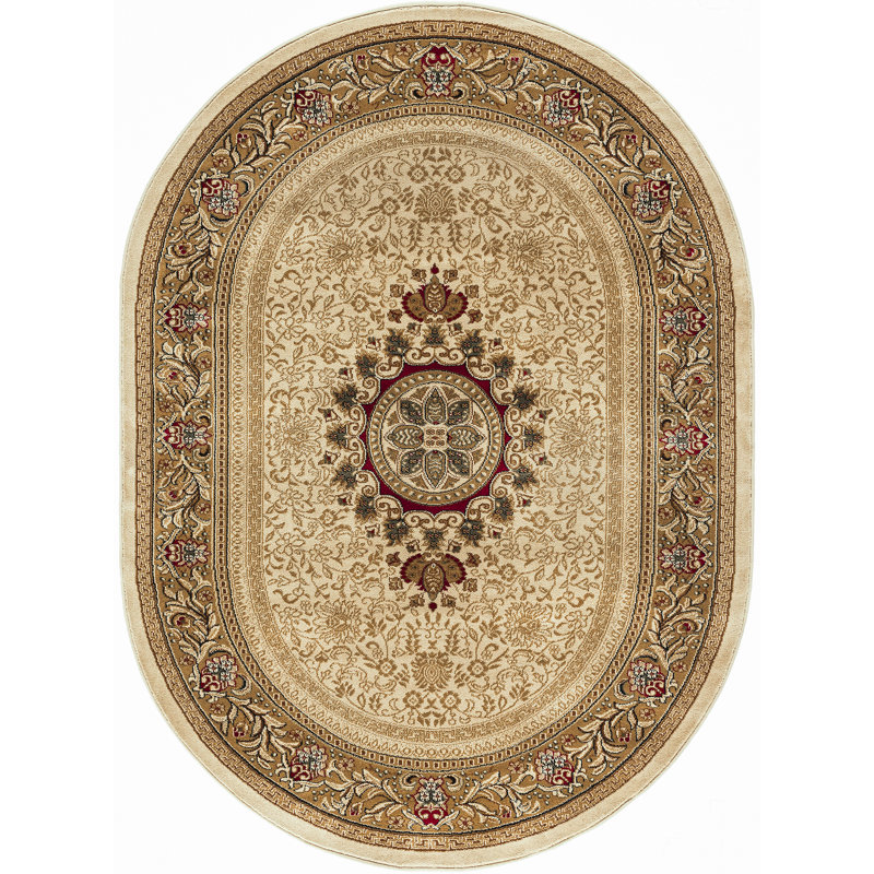 Tapis oriental ivoire / beige Clarence, Ovale 5 pi 3 po x 7 pi 3 po