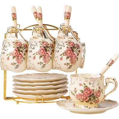 Ensemble de 6 tasses à thé et soucoupes 8 oz
