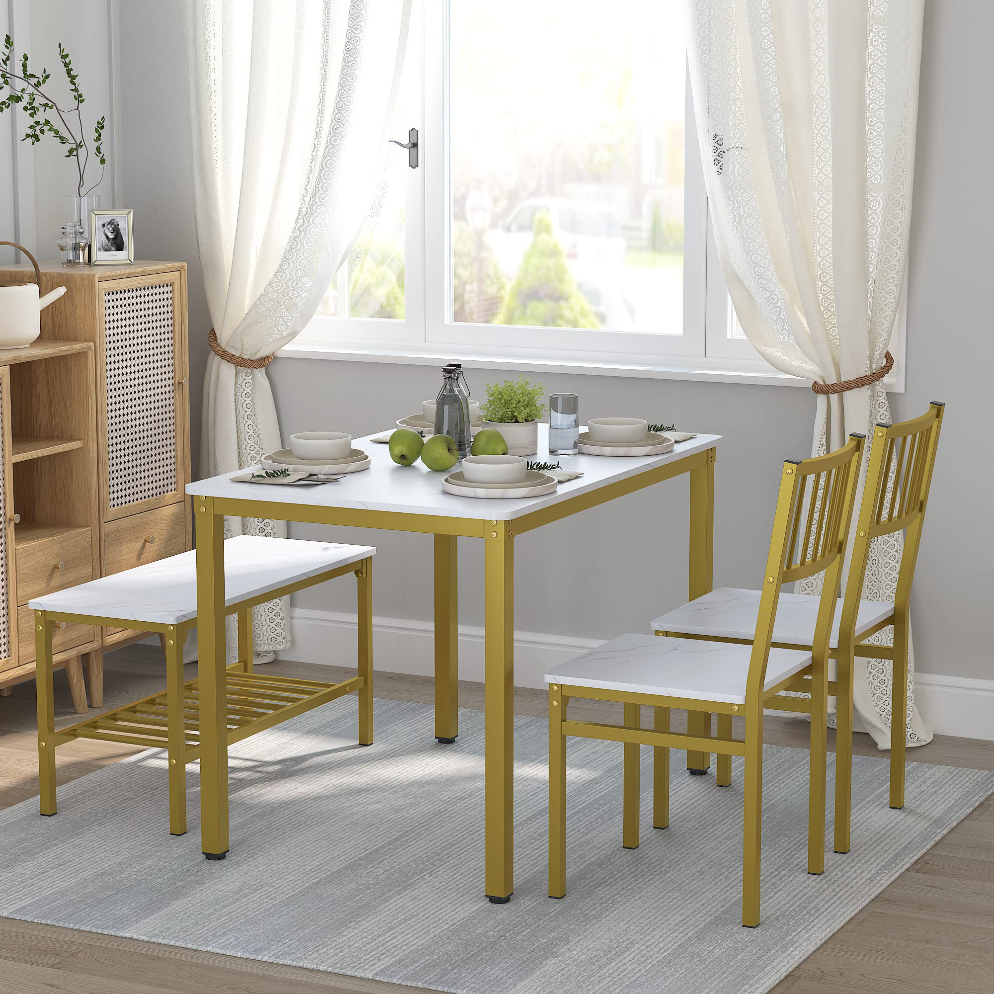Mercer41 Emelyne 4 - Piece Marble Top Dining Set | Wayfair