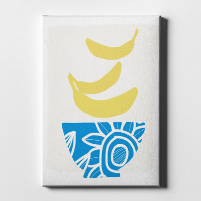 'Bowl of Bananas' Wrapped Canvas Acrylic Painting Print on Canvas