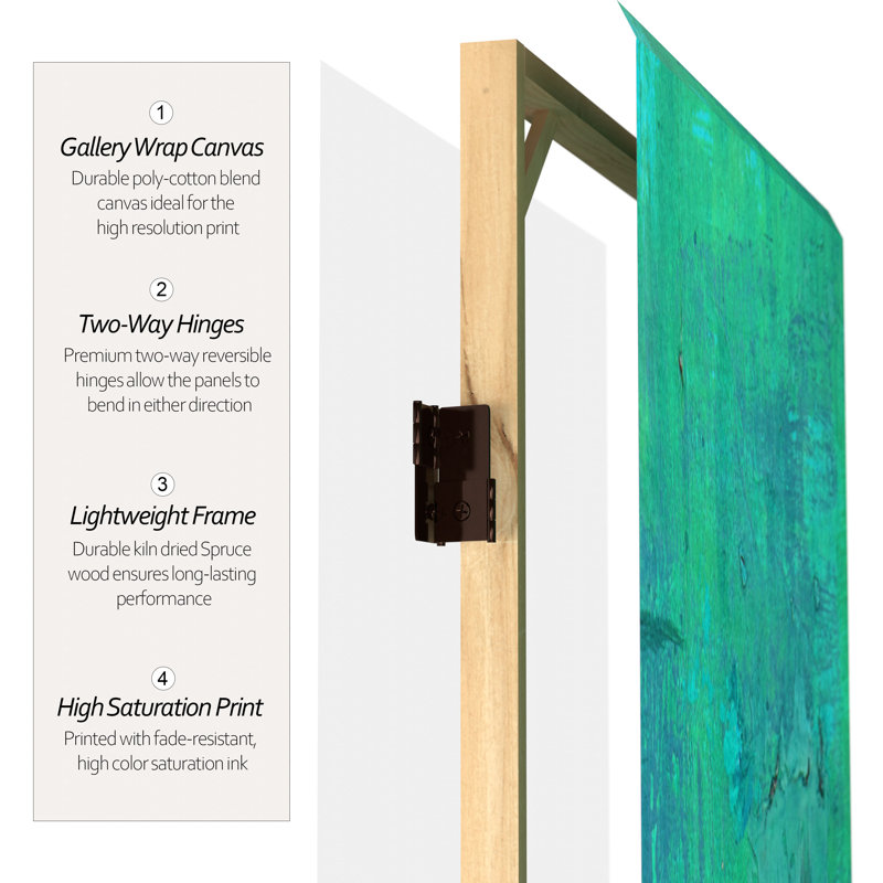 3 Panel Room Divider, Blue/Pink