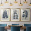 Fleurs bleu marine pressées IV - reproduction encadrée sur mesure de qualité supérieure mate - 3 pièces-260337422-260337418