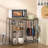 Kitchen Stand With Pots Rack, Utility Microwave Oven Stand With Storage, Rustic Brown