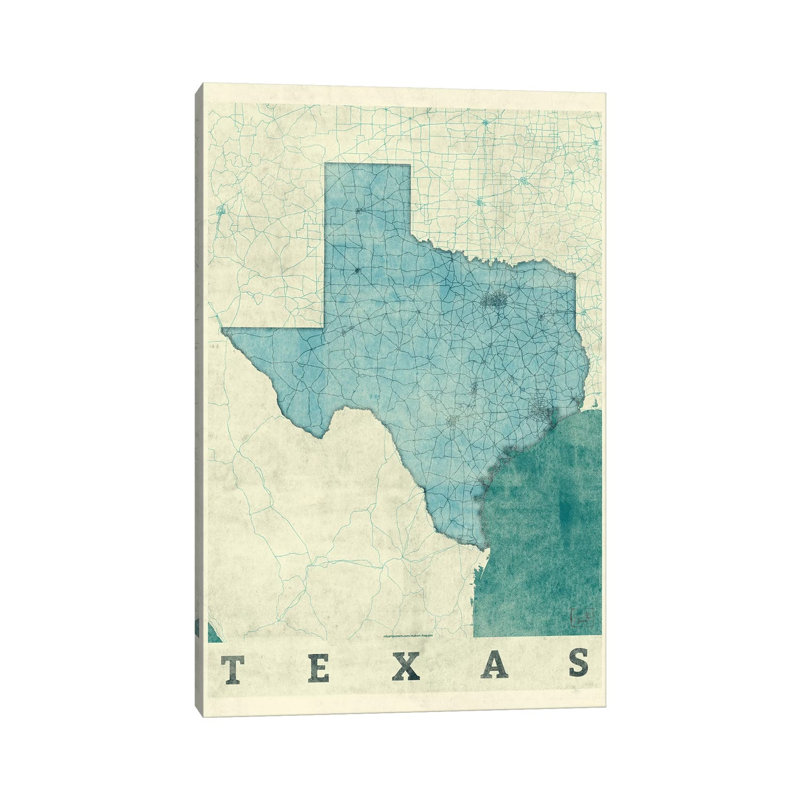 Texas Map - Wrapped Canvas Print, 101.6 cm H x 66.04 cm W x 1.91 cm D