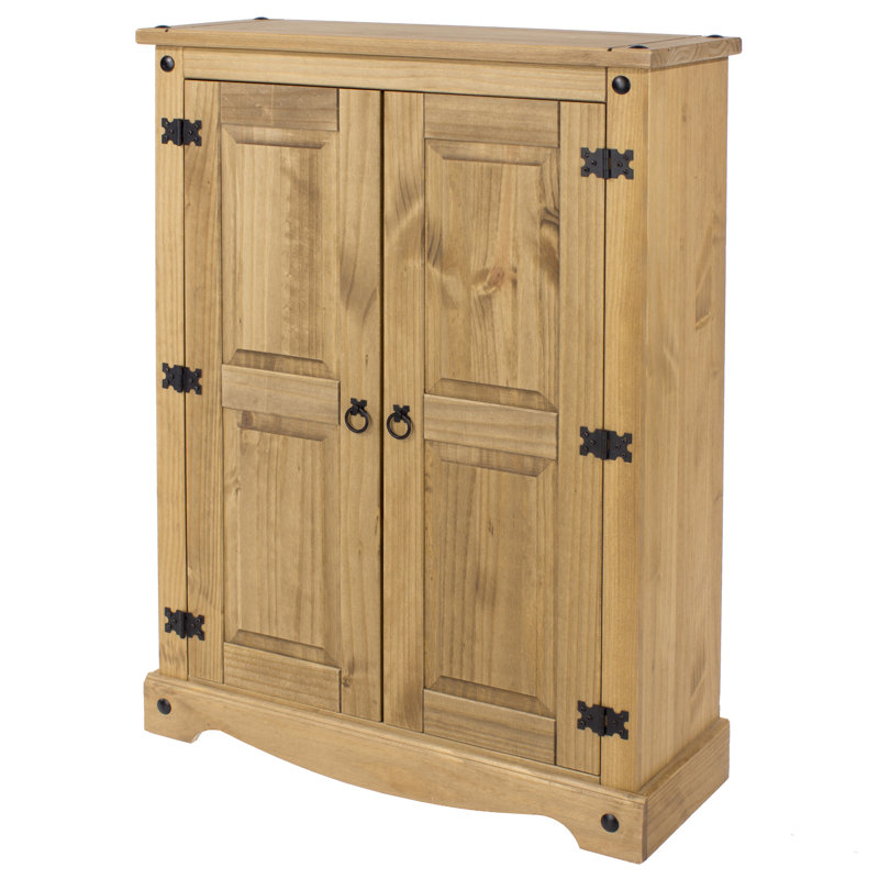 Deaver 2 Door High sideboard, cupboard unit, solid pine, Antique wax, Corona design