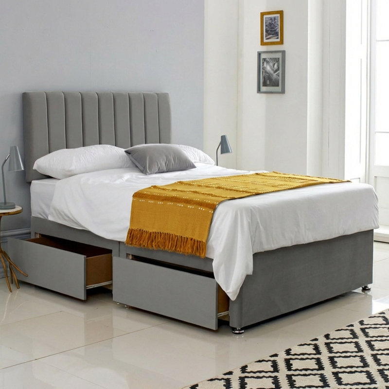 Upholstered Storage Bed, Plush Grey, Super King (6ft): 180 cm x 209 cm