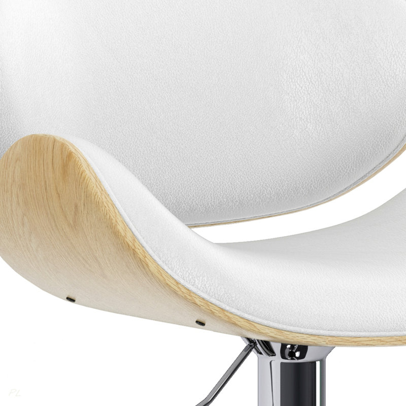 Marana - Tabouret de bar pivotant en bois cintré - Blanc