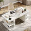 Bureau de direction 63 po blanc, bureau d'ordinateur moderne avec tablettes de rangement pour bureau personnel