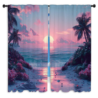 Rideaux de plage, rideaux, palmiers, 2 panneaux