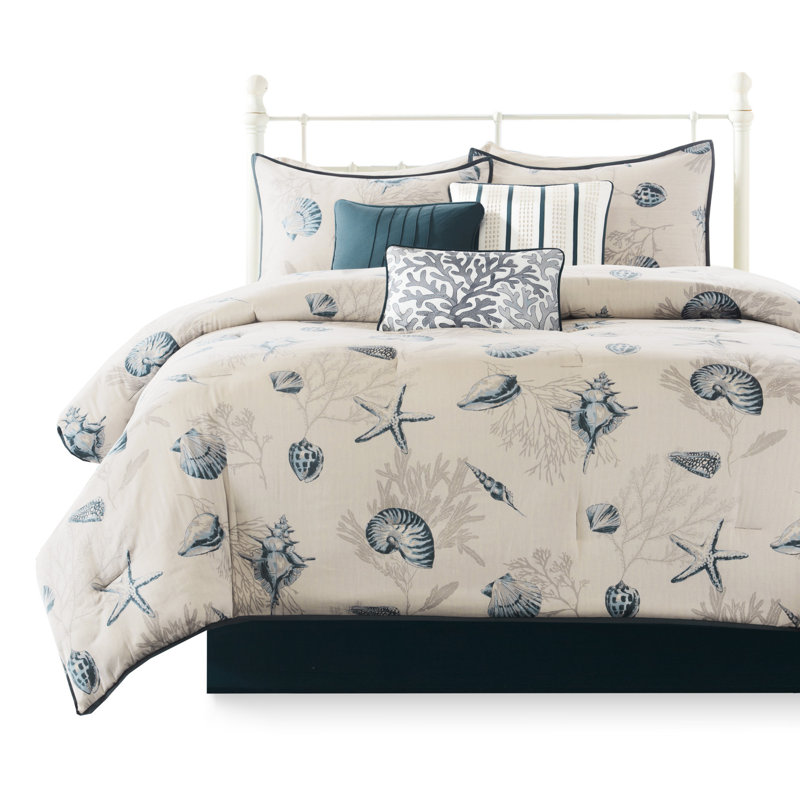 Blue Comforter For King - 100% Cotton Accent Pattern 200Tc Adorn Enhanced