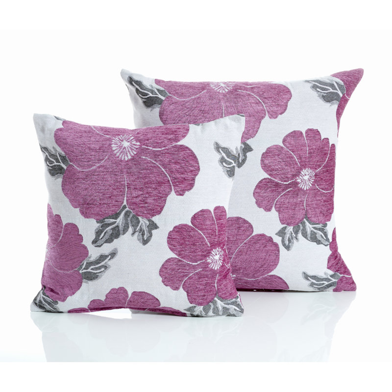 Darionte Poppy Chenille Cushion Cover, Duck Egg, 55cm x 55cm, Pillow Cover Only