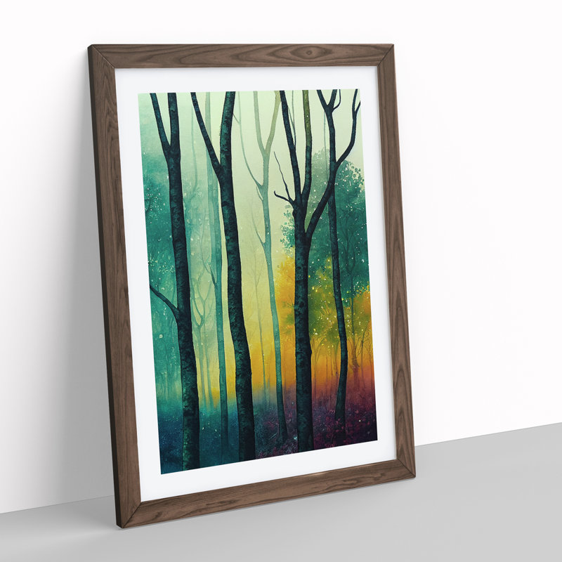 Forest In Colour No.2 - Single Picture Frame Print, 64cm H x 46cm W, Walnut