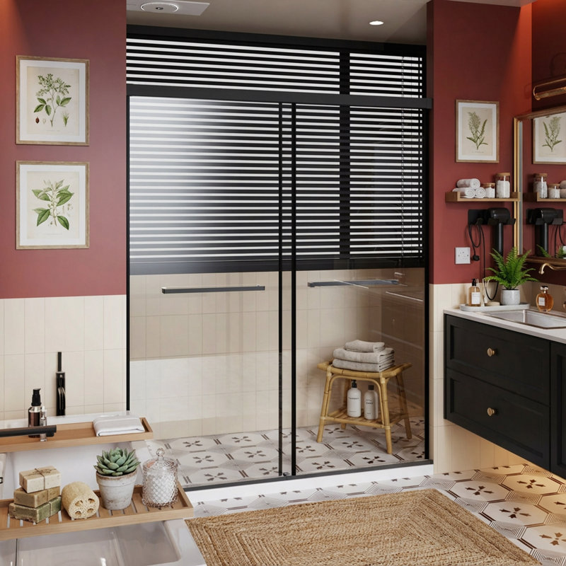Spacious 60X72" Frameless Shower Door, Aluminum Dual Sliding Glass Door With Soft-Close & Waterproof Buffer System, Quick DIY Installation, Heavy-Duty Metal Bottom Seal