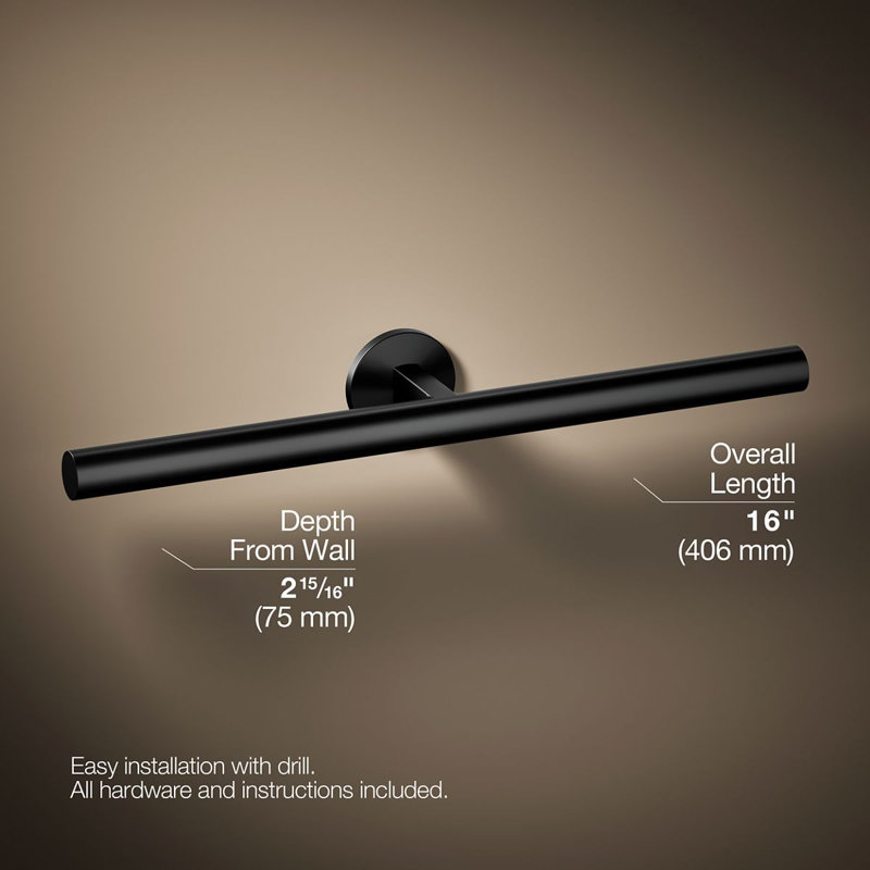 Components™ Double Towel Arm, Matte Black