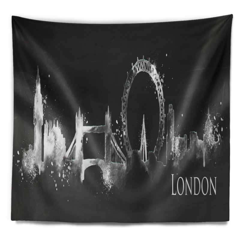 Paysage urbain de londres, silhouette sombre, H 32 po x l 39 po