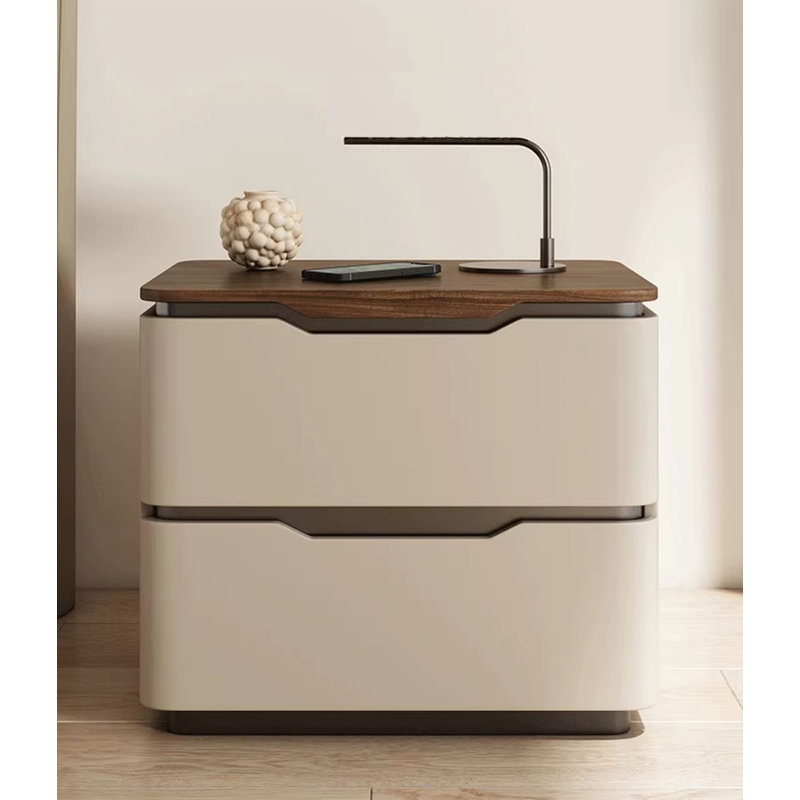 Table de chevet de style moderne, avec structure en bois massif et coins anti-dommages, convient à la chambre à coucher