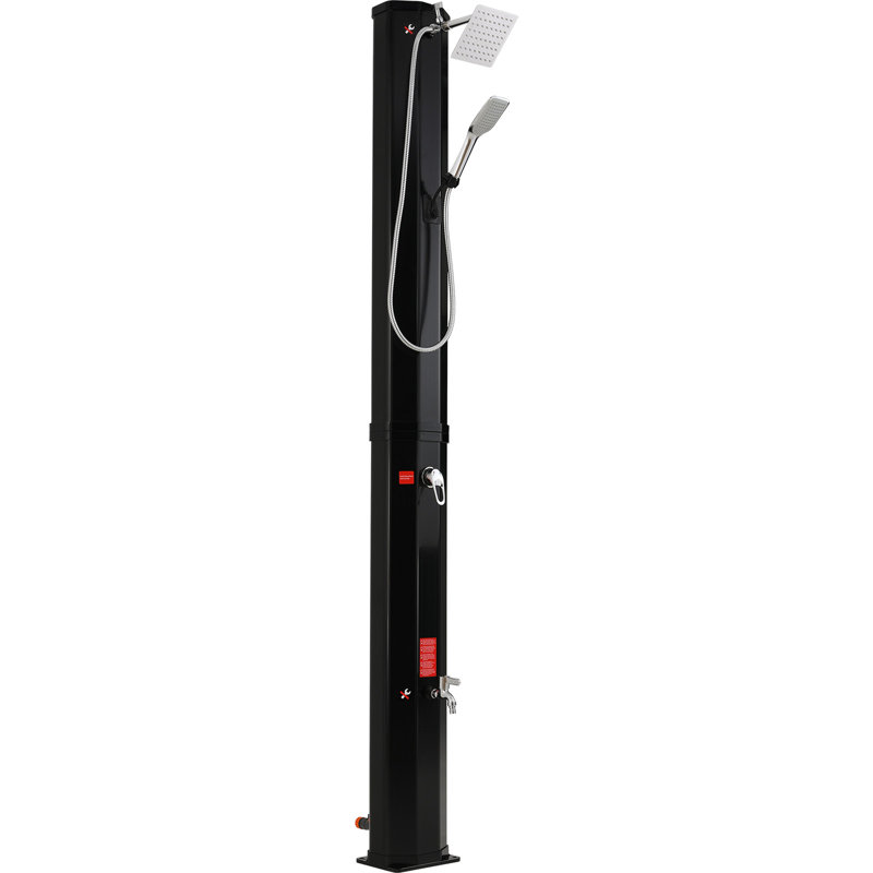 10.6 Gallon Solar Heated Shower, 7.4ft Height Outdoor Pvc Freestanding Shower With 360 Rotating Rainfall, Handheld Head, Temperature Adjustment & Foot Faucet, For Poolside Backyard, Beach, Black