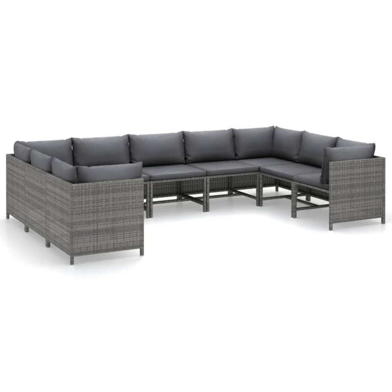 23.6" Wide Square Patio Sectional Set with Cushions, Gray, Gray