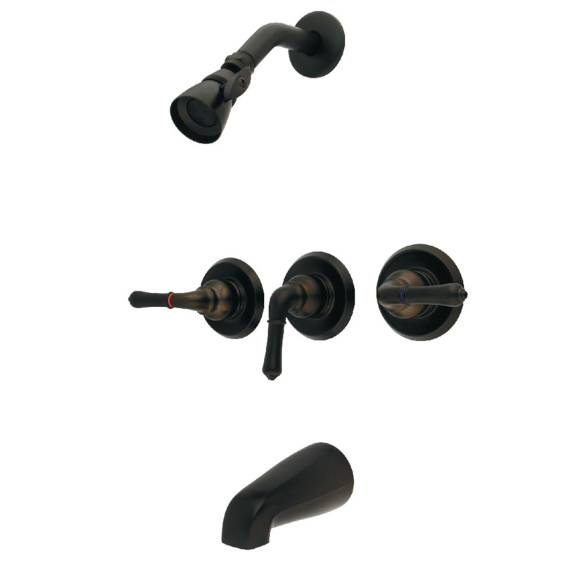 Kingston Brass Magellan Triple-Handle Tub and Shower Faucet