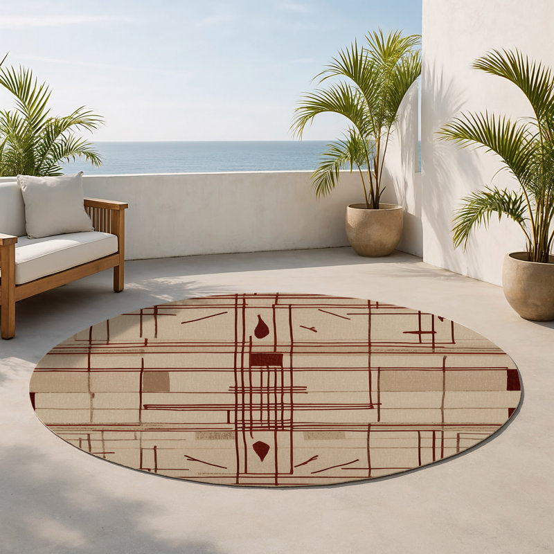 Tapis intérieur et extérieur Diagonal Drift, Rond 5 pi