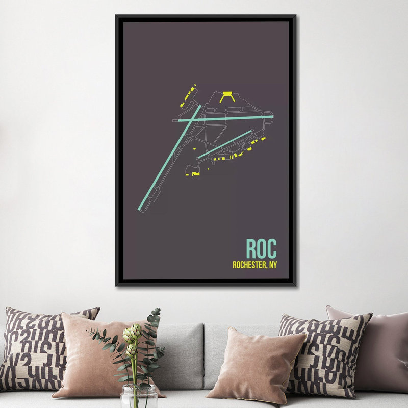 «Metro Rochester», impression sur toile, H 60 po x l 40po x P 1,5 po, Toile avec cadre noir, Pas de tapis