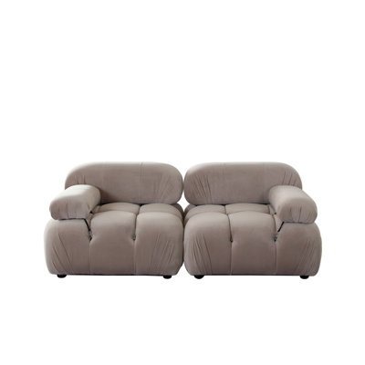 Canapé modulaire 2 pièces 74 pouces Paloma en velours crème clair