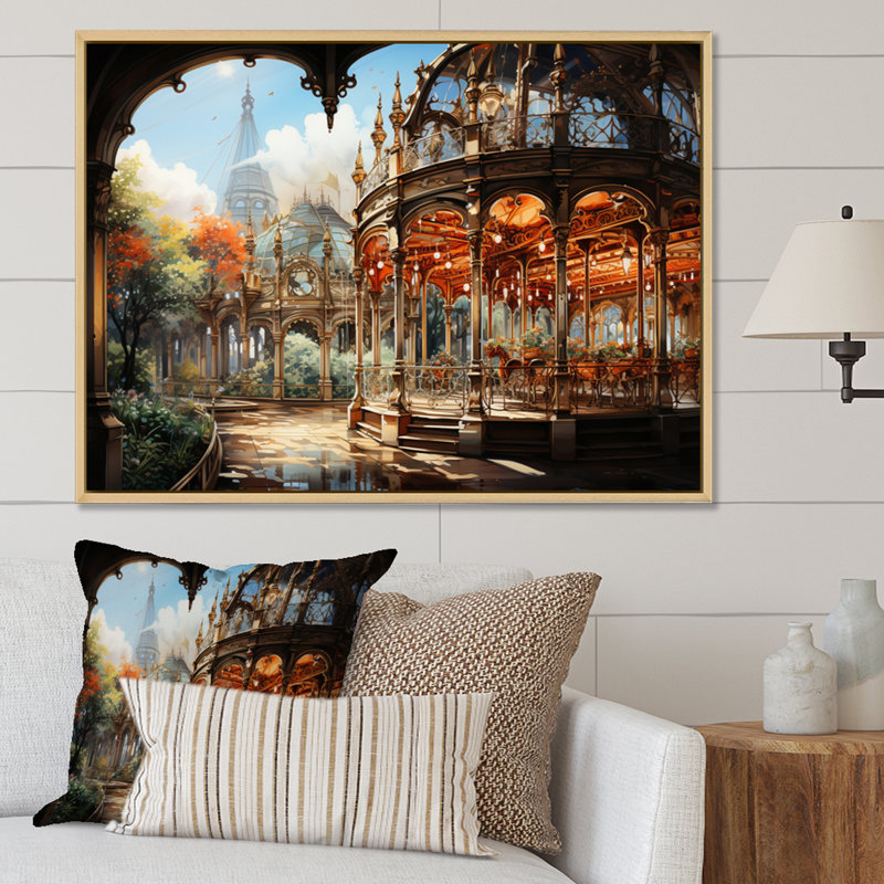 «Makyi Carousel Whimsical Delight II», reproduction sur toile, H 24 po x l 32 po x P 1 po, Cadre naturel flottant