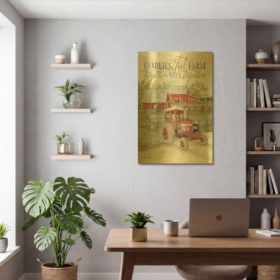 'Families that Farm Together' By Cindy Jacobs Gold Metal Wall Art, 24" x 36"