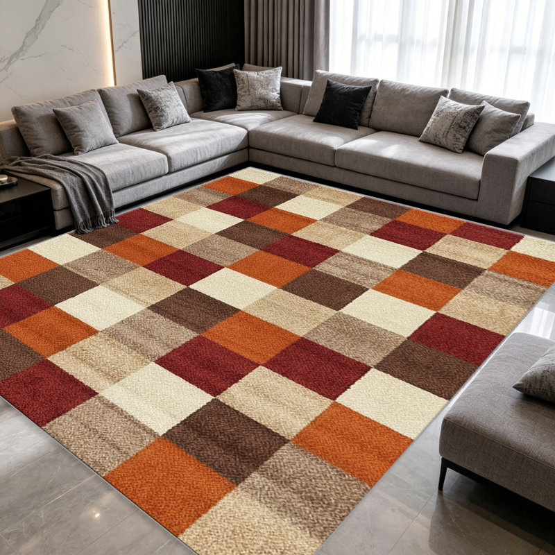 Autumn Plaid Pattern carpet-easy to clean, machine-washable, soft and comfortable; suitable for door mats, kitchens, living rooms, bedrooms, corridors, and laundry areas. Easy to clean, durable carpet for home decoration.