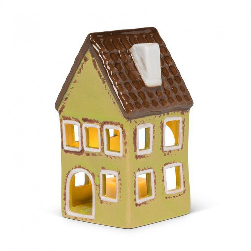 Tall House With Windows Tealight Candle Holder
