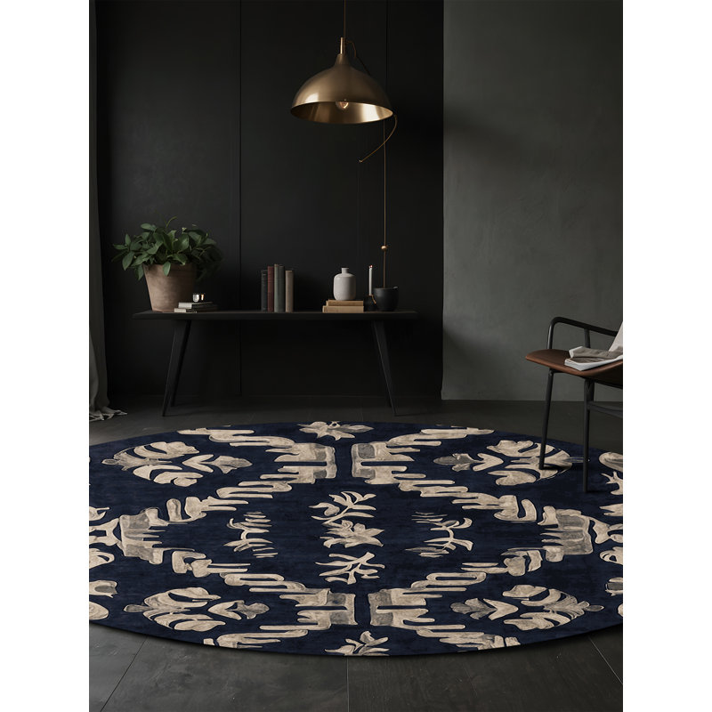 Machine Washable Gray Area Rug, Round 6'