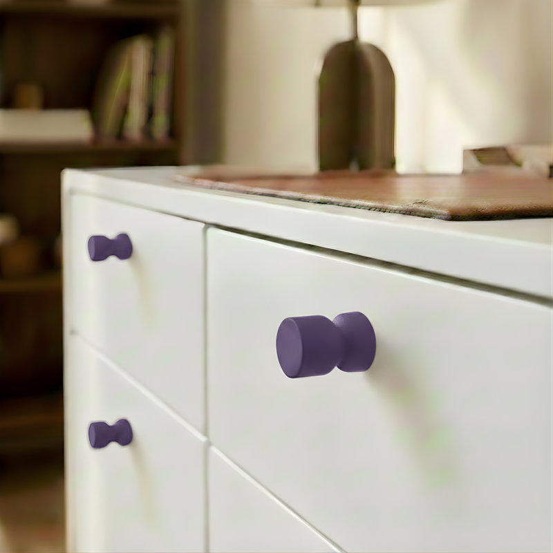 ROUS Harwdare Mid-Century Modern Hourglass Knob, Royal (Purple)