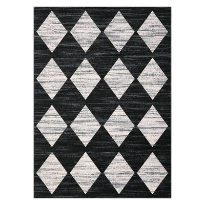 Machine Washable Rugs Distressed Trellis Rug for Living Room Non Slip Stain Resistant Carpet Modern Checkered Farmhouse Floor Cover